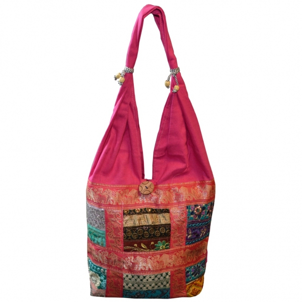 flevado Damen/ Kinder Schultertasche Umhängetasche Pailetten Strandtasche pink